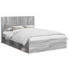 vidaXL Estrutura de Cama com Armazenamento e Cabeceira Sonoma cinzento