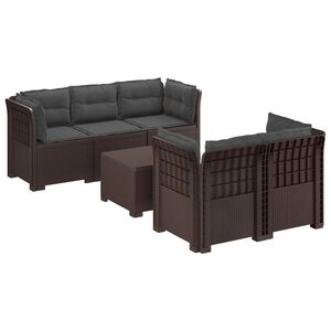 vidaXL Sof&aacute; de Jardim de 5 Pessoas com Almofadas Visual de Rattan PP