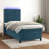 vidaXL Cama box spring c/ colch&atilde;o/LED 90x190 cm veludo azul-escuro