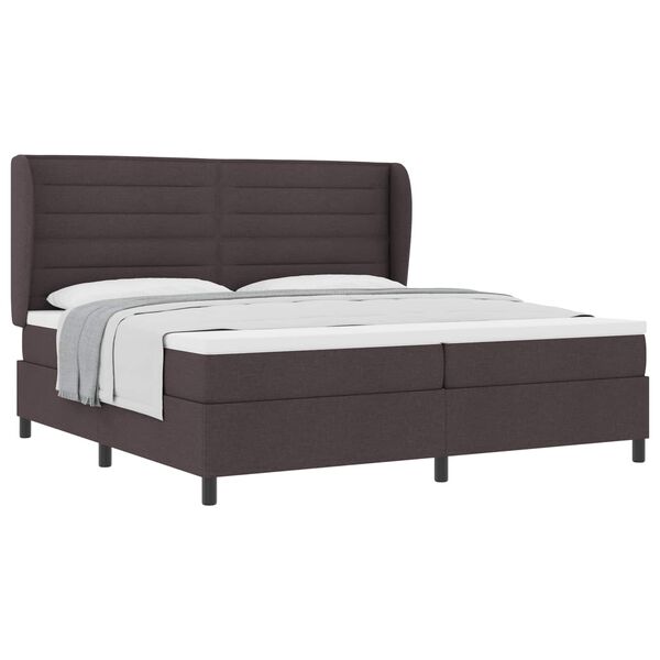 vidaXL Cama Box com colch&atilde;o Castanho escuro 200 x 200 cm tecido