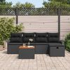 vidaXL Conjunto de Sof&aacute; de Jardim 6 pcs Preto Rattan Sint&eacute;tico