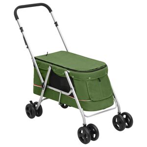 vidaXL Carrinho dobr&aacute;vel para c&atilde;es 100x49x96 cm tecido linho verde