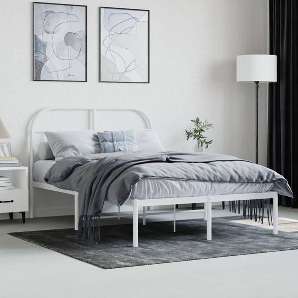 vidaXL Estrutura de cama com cabeceira 120x200 cm metal branco