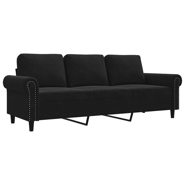vidaXL Sof&aacute; de 3 lugares 180 cm veludo preto