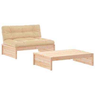vidaXL 2 pcs conjunto lounge de jardim com almofadões madeira maciça