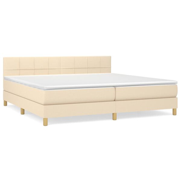 vidaXL Cama com molas/colch&atilde;o 200x200 cm tecido cor creme