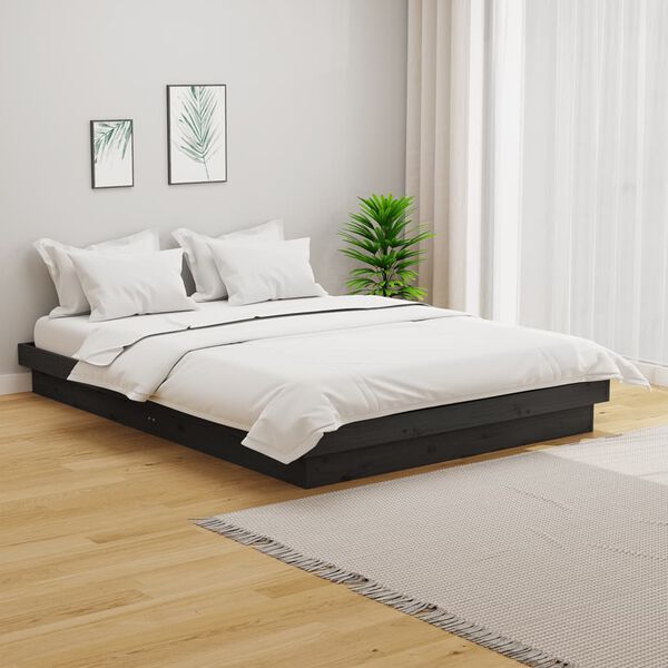 vidaXL Estrutura cama pequena casal 120x190 cm pinho maciço cinza