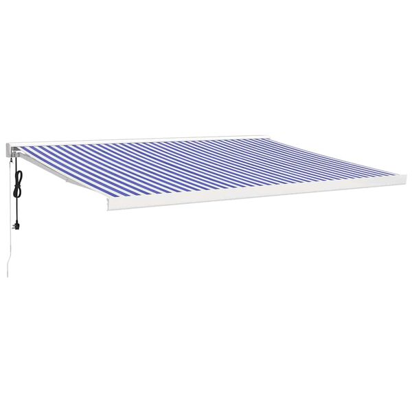 vidaXL Toldo retr&aacute;til 4,5x3 m tecido e alum&iacute;nio azul e branco