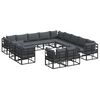 vidaXL Conjunto de Sof&aacute; de Jardim com almofada 13 pcs Preto Alum&iacute;nio
