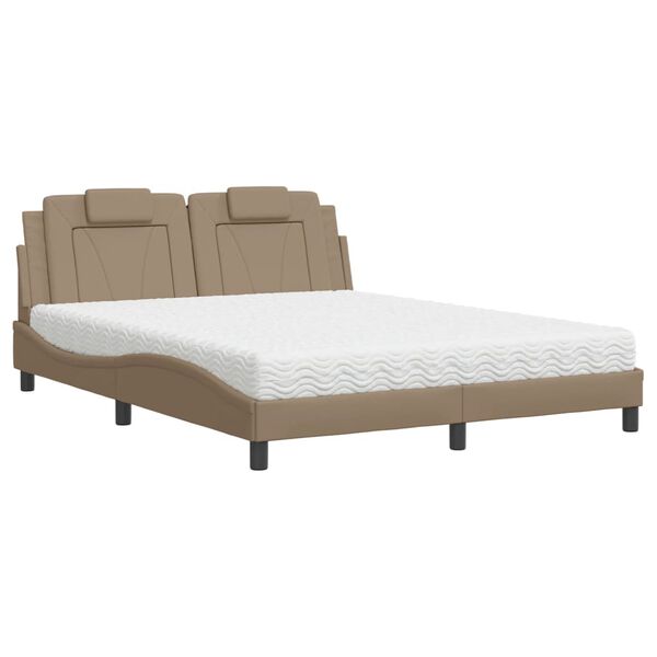 vidaXL Cama Viana com colch&atilde;o 160x200 cm couro artificial cappuccino