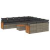 vidaXL 12 pcs conjunto de sof&aacute;s jardim c/ almofad&otilde;es vime PE cinzento