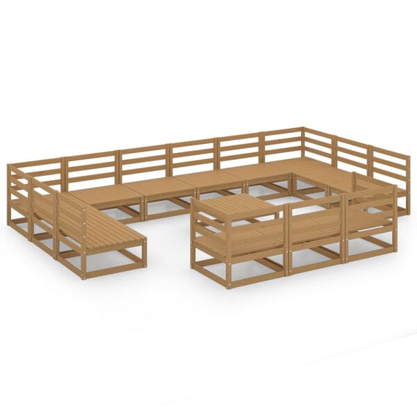 vidaXL 14 pcs conjunto lounge de jardim pinho maci&ccedil;o