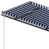 vidaXL Toldo retr&aacute;til autom&aacute;tico com postes 3,5x2,5 m azul e branco