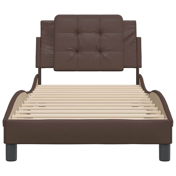 vidaXL Estrutura de cama sem colch&atilde;o Zadar couro artificial 90x190 cm castanho