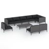 vidaXL 10 pcs conj. lounge jardim c/ almofad&otilde;es vime PE cinza-escuro