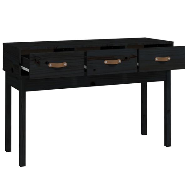 vidaXL Mesa consola 114x40x75 cm madeira de pinho maci&ccedil;a preto