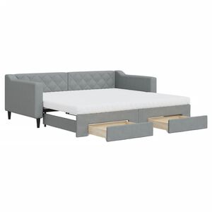 vidaXL Sof&aacute;-cama c/ gavet&atilde;o e gavetas 90x190 cm tecido cinzento-claro