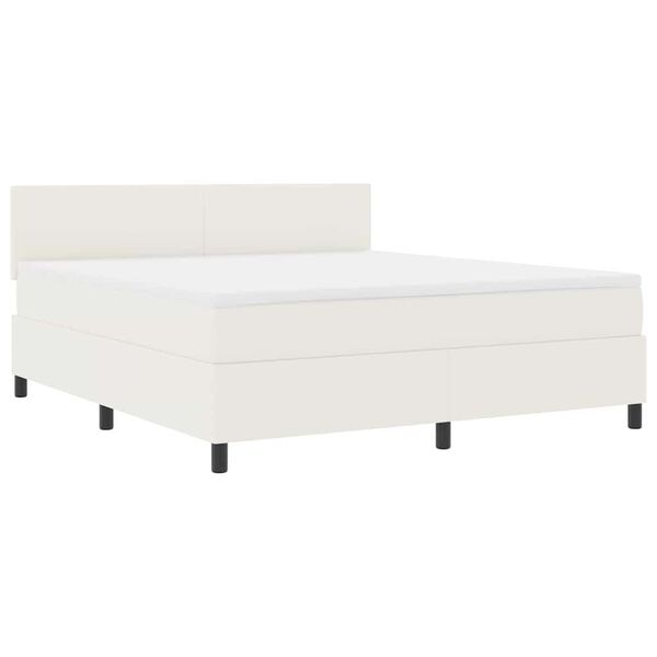 vidaXL Cama Box com luzes de tira LED Creme e Branco 203 x 180 x 88 cm