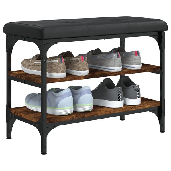 vidaXL Banco sapateira 62x32x47 cm derivados madeira carvalho fumado