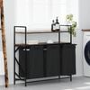 vidaXL Cesto de roupa suja com 3 compartimentos e prateleiras, cor carvalho defumado