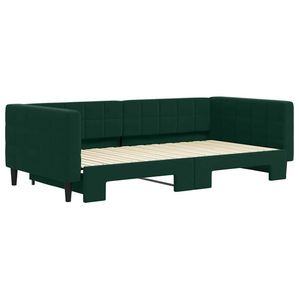 vidaXL Sof&aacute;-cama com gavet&atilde;o 100x200 cm veludo verde-escuro