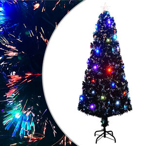 vidaXL &Aacute;rvore de Natal pr&eacute;-iluminada c/ suporte e LED 240 cm fibra &oacute;tica