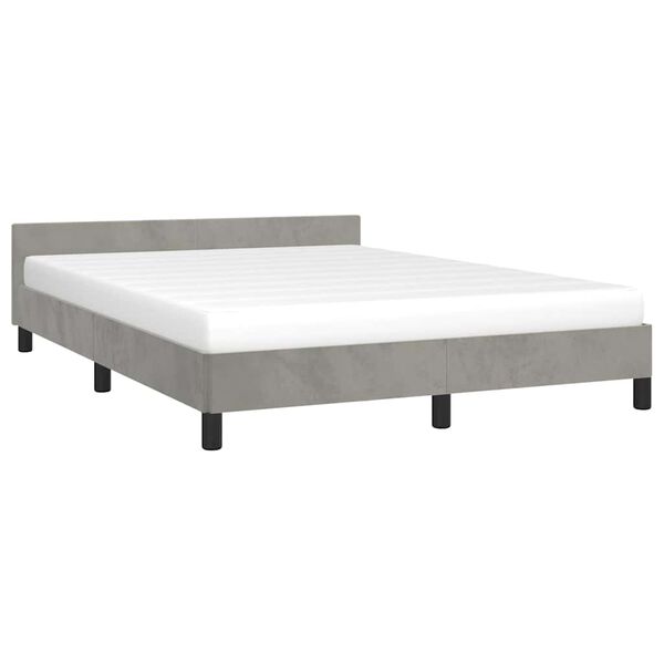 vidaXL Estrutura de cama sem colch&atilde;o 140x200 cm veludo cinzento-claro
