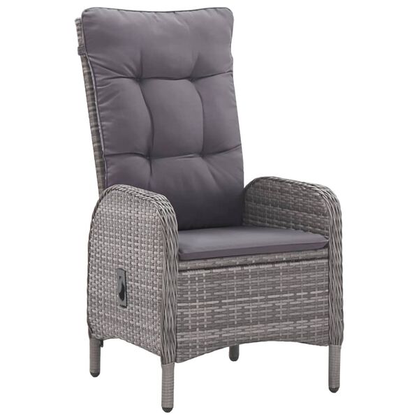 vidaXL 5 pcs conjunto de jantar para jardim vime PE e ac&aacute;cia cinzento