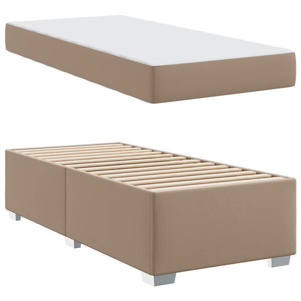 vidaXL Estrutura da Cama com colch&atilde;o Cappuccino 90 x 200 cm tecido