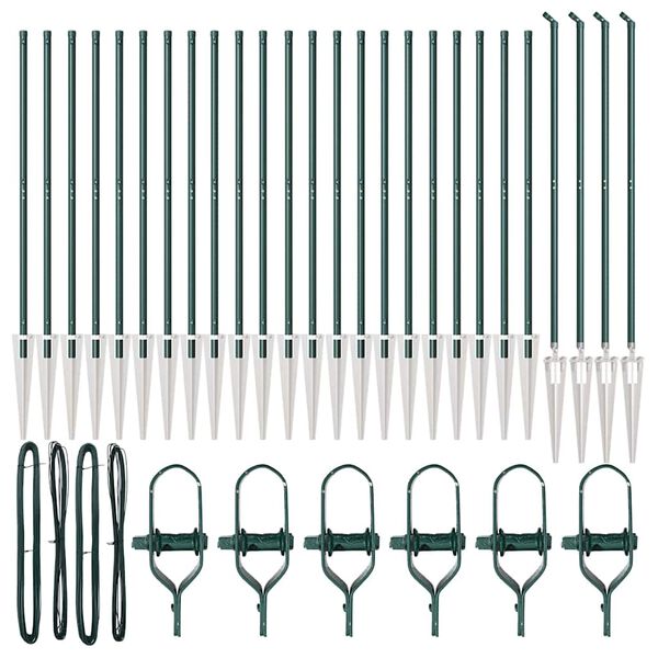 vidaXL Poste de Cerca Outros 26 pcs Cinzeto 3,2 x 3,2 x 140 cm Aço