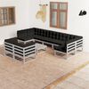 vidaXL 10pcs conjunto lounge de jardim + almofad&otilde;es pinho maci&ccedil;o cinza