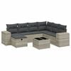 vidaXL 8 pcs conj. sof&aacute;s jardim c/ almofad&otilde;es vime PE cinzento-claro