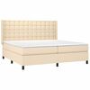 vidaXL Cama box spring c/ colch&atilde;o e LED 200x200 cm tecido cor creme