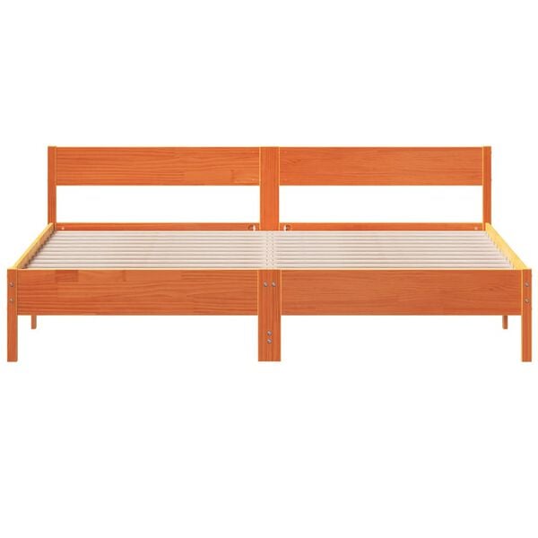 vidaXL Cama sem colch&atilde;o 200x200 cm pinho maci&ccedil;o castanho-mel