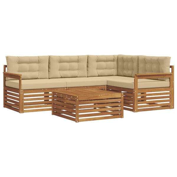 vidaXL Conjunto de Sof&aacute;s para Exterior 5 pcs Natural e Bege