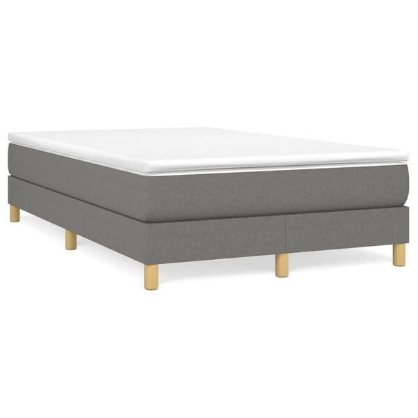 vidaXL Cama boxspring com colchão 120x190 cm tecido cinzento-escuro