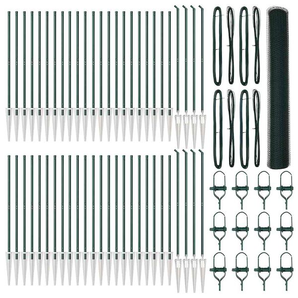 vidaXL Cerca com Postes Verde 1.4 x 100 m Aço revestido de PVC