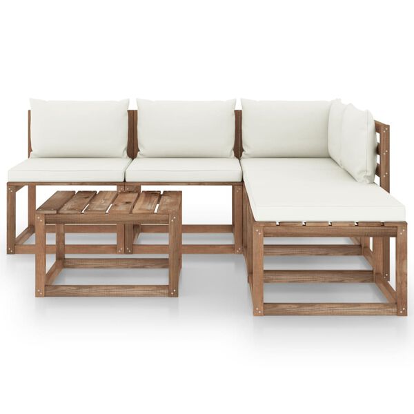 vidaxL 6 pcs conjunto lounge de paletes c/ almofad&otilde;es pinho impregnado