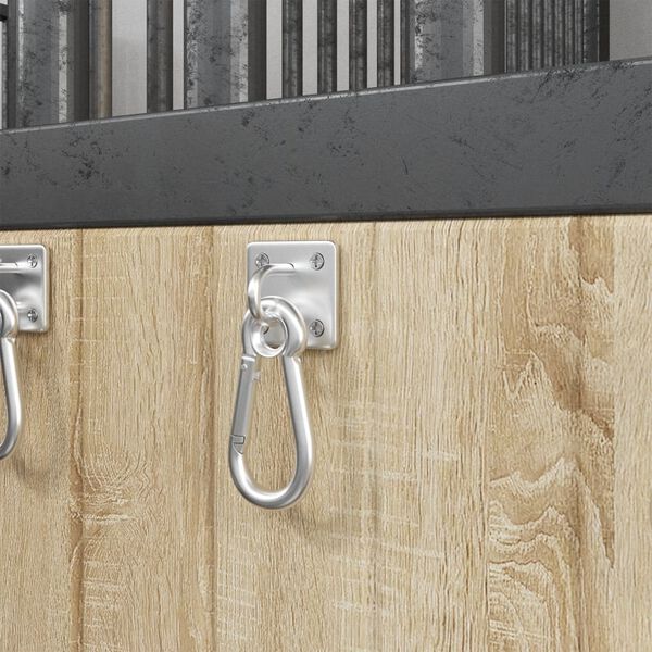 vidaXL Placas de olhal com ganchos de mola 3 pcs aço prateado