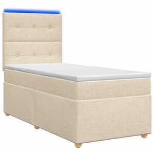 vidaXL Cama box spring com colch&atilde;o Creme 90 x 200 cm Tecido