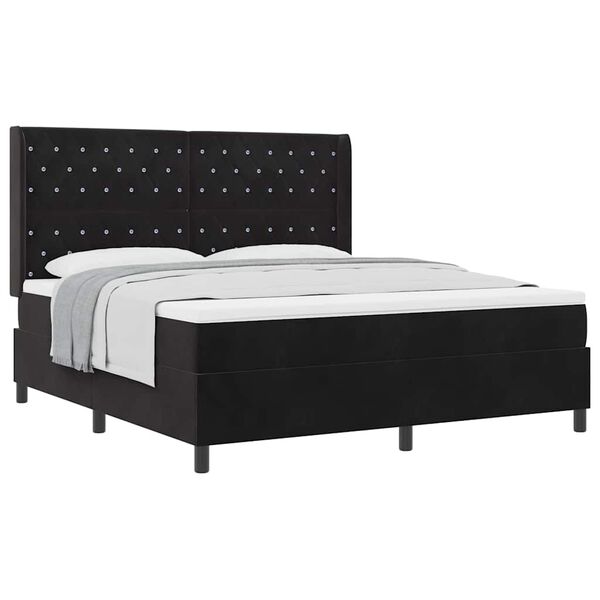 vidaXL Cama Box com cabeceira Preto 180 x 200 cm Veludo