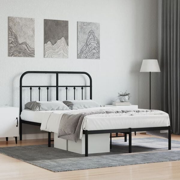 vidaXL Estrutura de cama com cabeceira 120x200 cm metal preto