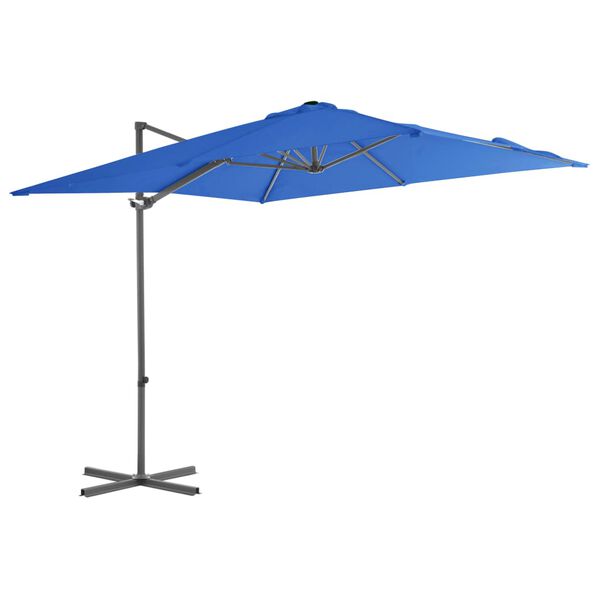 vidaXL Guarda-sol cantilever com poste de aço 250x250 cm azul ciano