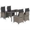 vidaXL 5 pcs conjunto de jantar p/ jardim c/ almofad&otilde;es vime PE cinza