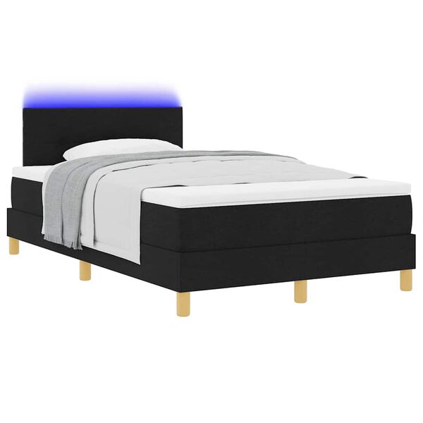 vidaXL Cama Box Spring LED com colch&atilde;o Preto 120 x 190 cm tecido