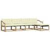 vidaXL Conjunto de Sof&aacute;s para Exterior 5 unid. Branco e Creme