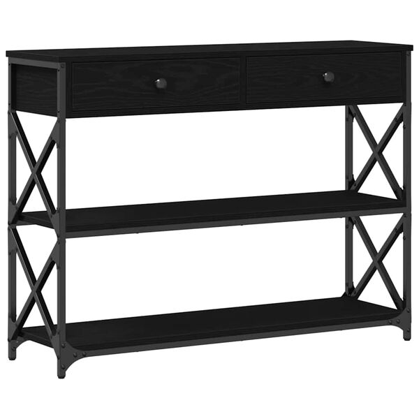 vidaXL Mesa de Console com gaveta Carvalho preto 100 x 28 x 75 cm
