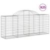 vidaXL Cestos gabi&atilde;o arqueados 25pcs 200x50x80/100cm ferro galvanizado
