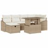 vidaXL Conjunto de Sof&aacute; de Jardim 7 unid. Bege vime PE