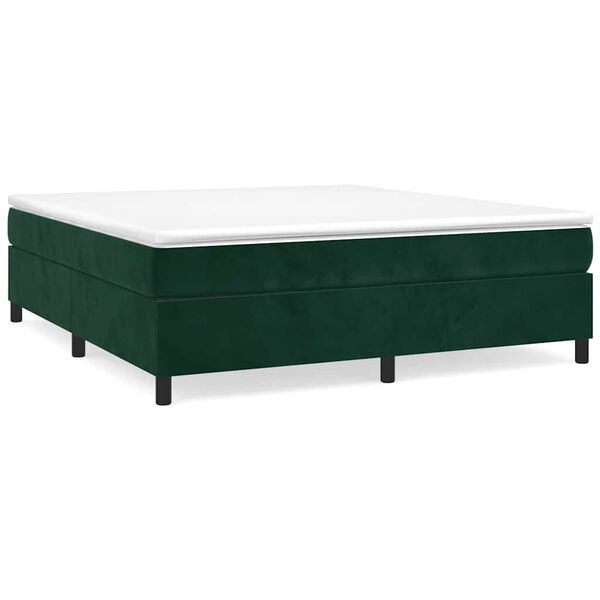 vidaXL Estrutura de cama com molas 160x200 cm veludo verde-escuro